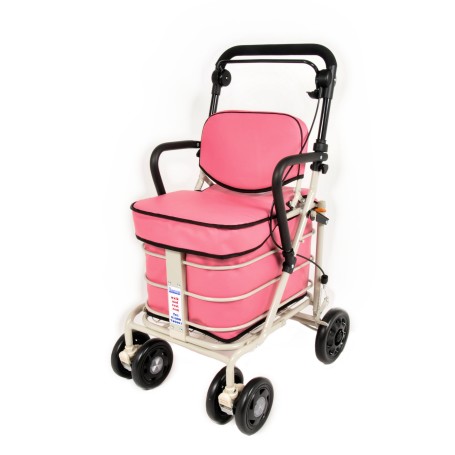 NEW Royal Backrest with Armrest & Seat Shopping / Walking Trolley - Pink