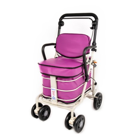 NEW Royal Backrest with Armrest & Seat Shopping / Walking Trolley - Purple