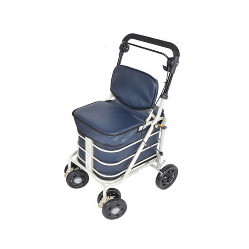 Backrest Seat Shopping Walking Trolley Navy