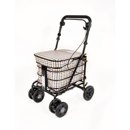 2025 NEW Seated Shopping / Walker Trolley - Light Tartan BLACK EDITION
