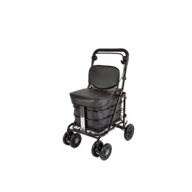 2025 NEW Backrest & Seat  Shopping / Walking Trolley -  BLACK EDITION