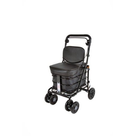 2025 NEW Backrest & Seat  Shopping / Walking Trolley -  BLACK EDITION