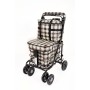 2025 NEW Backrest & Seat  Shopping / Walking Trolley -  Brown Tartan BLACK EDITION