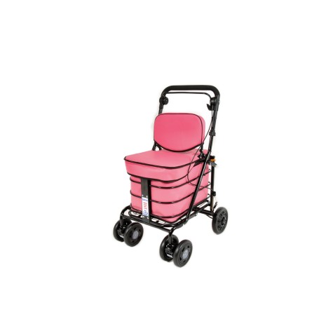 2025 NEW Backrest & Seat  Shopping / Walking Trolley - Pink BLACK EDITION