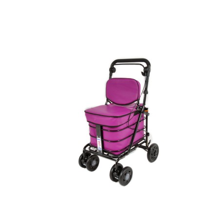 2025 NEW Backrest & Seat  Shopping / Walking Trolley - Purple BLACK EDITION