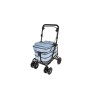 2025 NEW Backrest & Seat  Shopping / Walking Trolley - Sky Blue BLACK EDITION