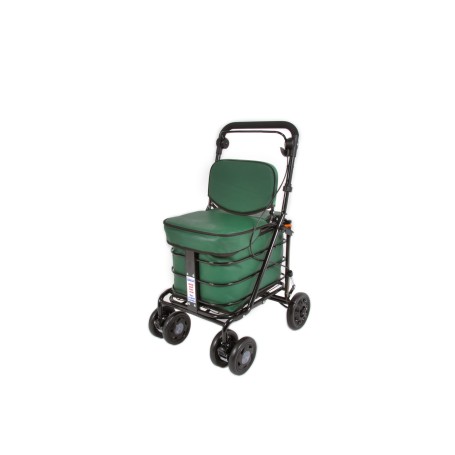 2025 NEW Backrest & Seat  Shopping / Walking Trolley - Forest Green BLACK EDITION