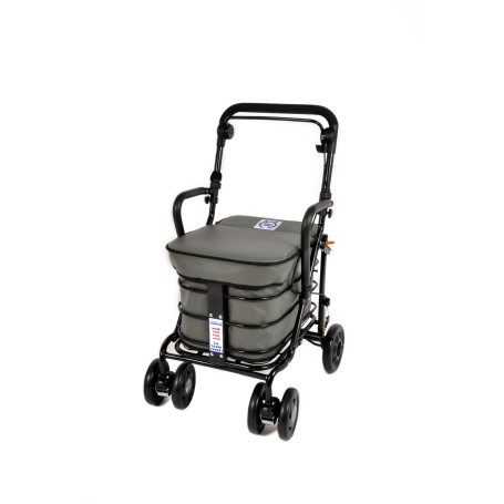 2025 NEW Armrest & Seat Shopping / Walking Trolley - Grey BLACK EDITION
