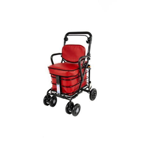 NEW 2025 Royal Backrest with Armrest & Seat Shopping / Walking Trolley - Red BLACK EDITION