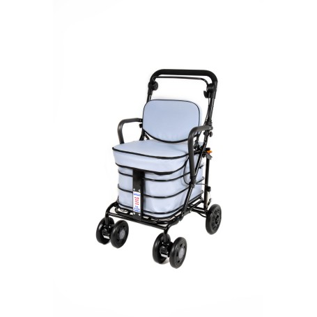 NEW 2025 Royal Backrest with Armrest & Seat Shopping / Walking Trolley -  Sky Blue BLACK EDITION