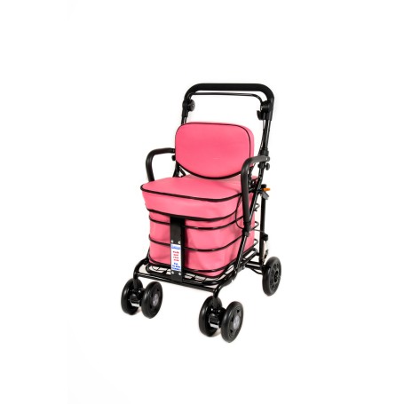 NEW 2025 Royal Backrest with Armrest & Seat Shopping / Walking Trolley -  Pink BLACK EDITION