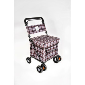 NEW - Lightweight Walk, Rest & Shop 3 in 1 Trolley - Brown Tartan
