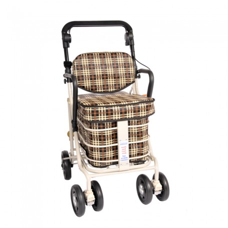 The NEW Backrest Shopper with Armrest - Brown Tartan
