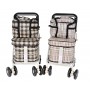 Royal Backrest with Armrest & Seat Shopping / Walking Trolley - Brown Tartan