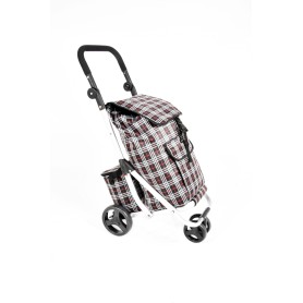 NEW - Push and Pull Lightweight Shopper - Brown Tartan